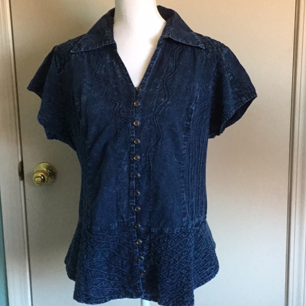 International Gifts cotton top L Denim blue